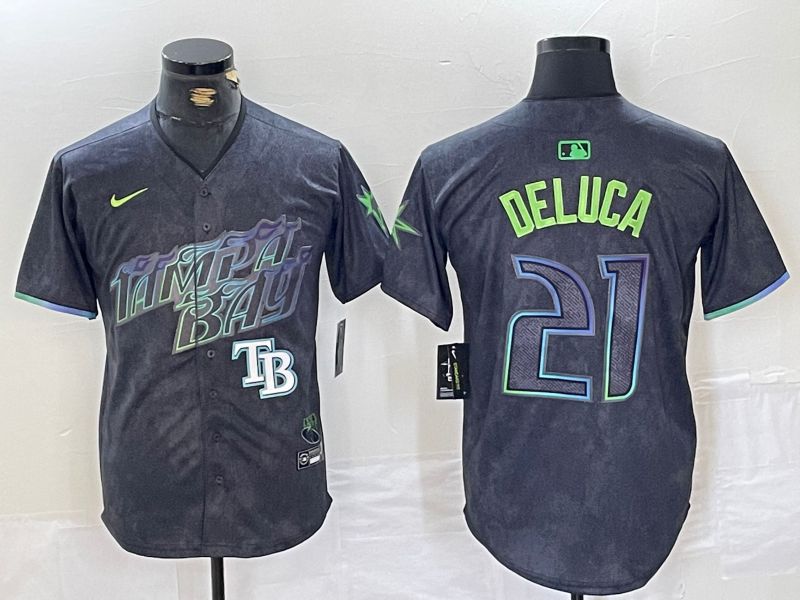 Men Tampa Bay Rays #21 Deluca Black City Edition Nike 2024 MLB Jersey style 5->tampa bay rays->MLB Jersey